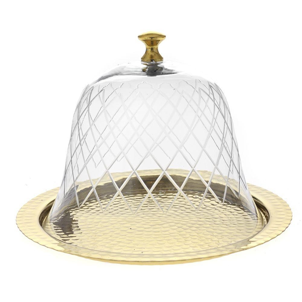 CENTROTAVOLA METALLO E VETRO 30X25CM.